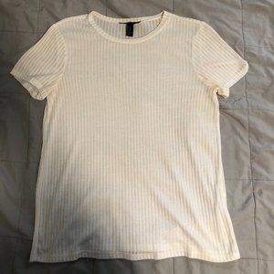 Forever 21 Sheer White Stripped Short Sleeve T-shirt